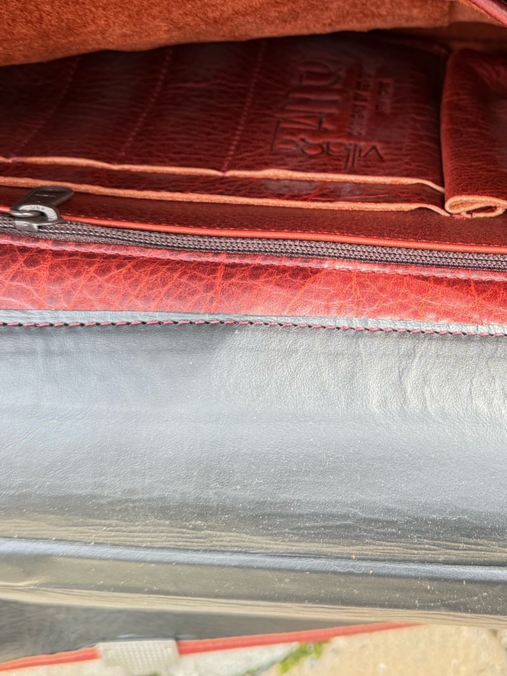 Vintage Red Leather Briefcase with Silver Hardware - Picture 5 of 6